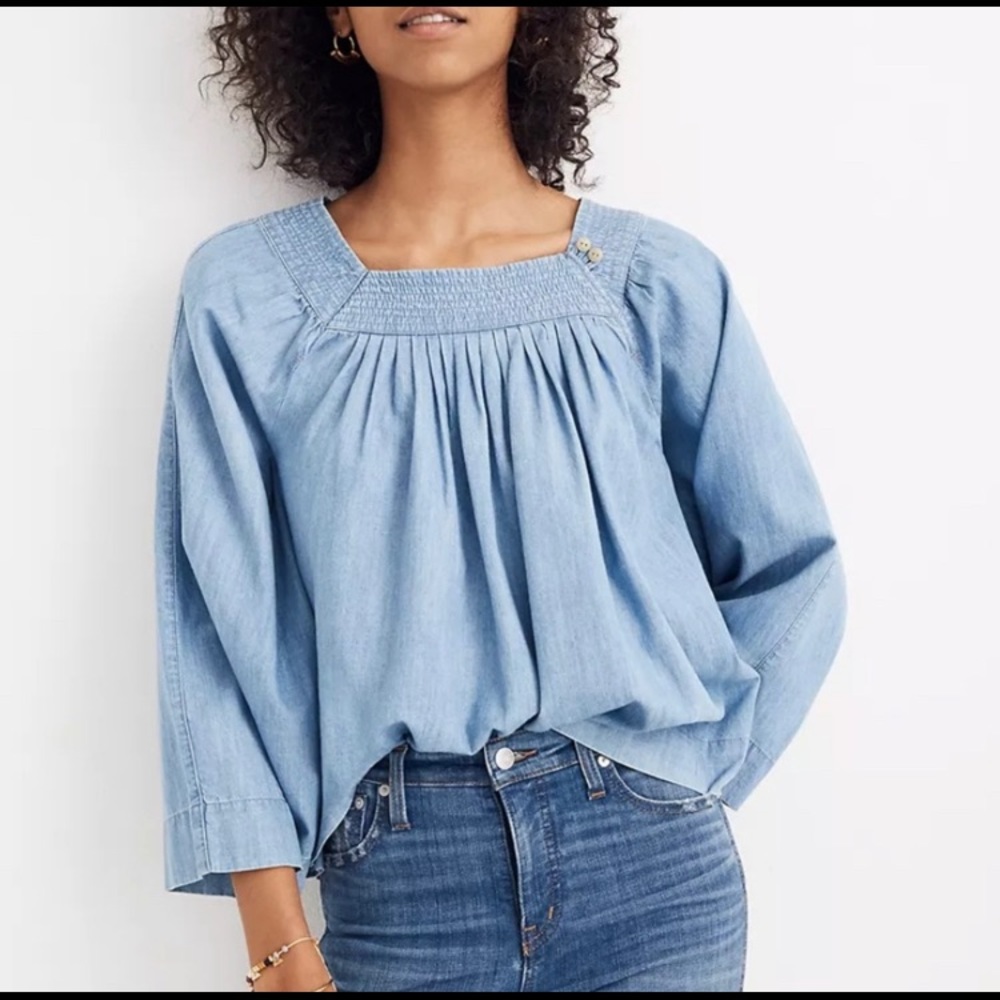 EUC Madewell Denim Squareneck Top L